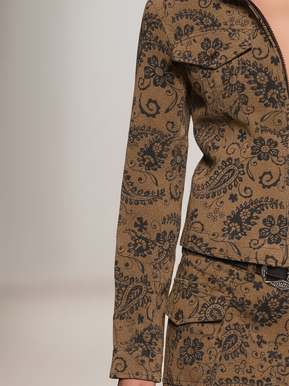 Veste et Jupe en Suédine au Motif Paisley : L'Essence du Vintage Western