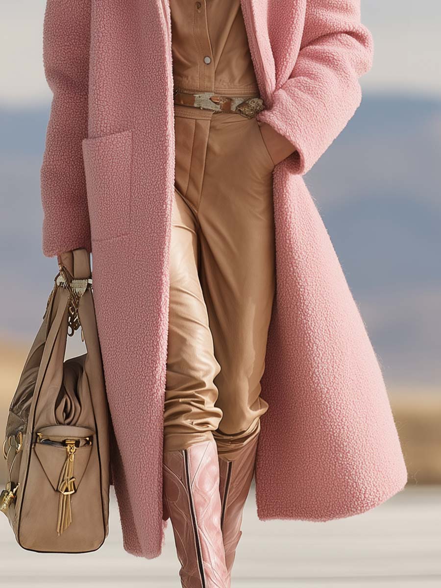 Veste en polaire rose avec zip avant et col réversible tendance