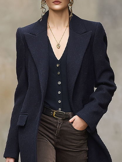 Classique et Élégant : Manteau en Laine avec Poches Doubles