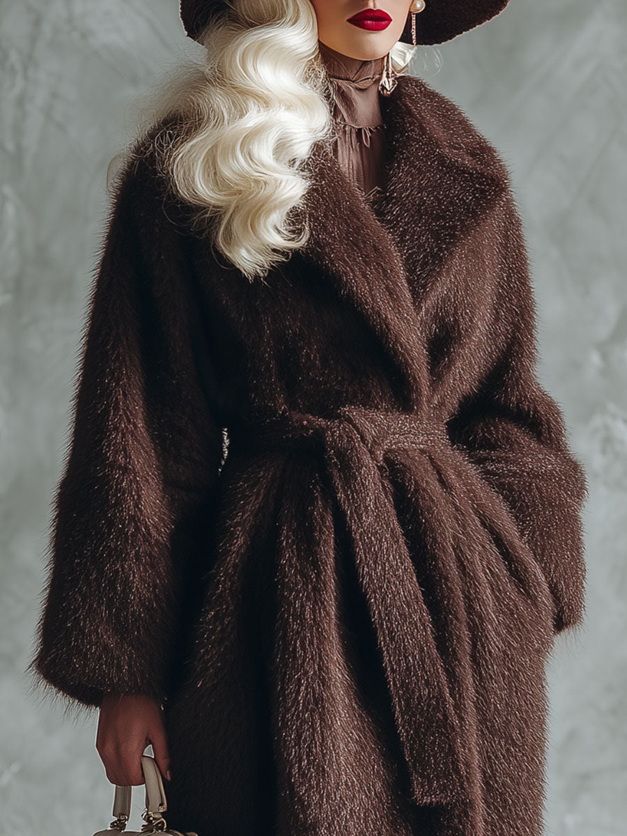 Chic Manteau en Fausse Fourrure Chocolat - Élégance et Style Assurés