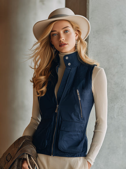 Veste sans manches décontractée en bleu foncé