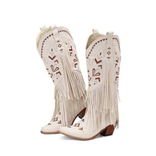 Blancs Étoiles : Bottes de Cowboy Élégantes