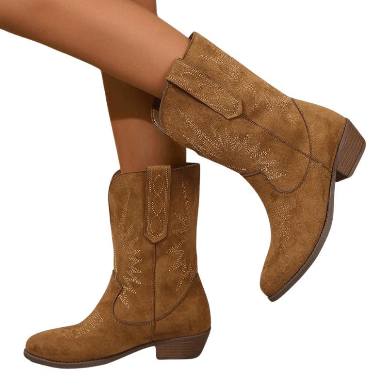 Élégantes Bottes Western pour Femme en Brun
