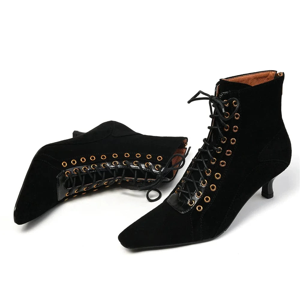 Suede Cowboy Ankle Boots