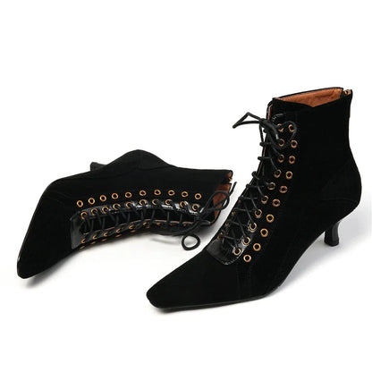 Suede Cowboy Ankle Boots