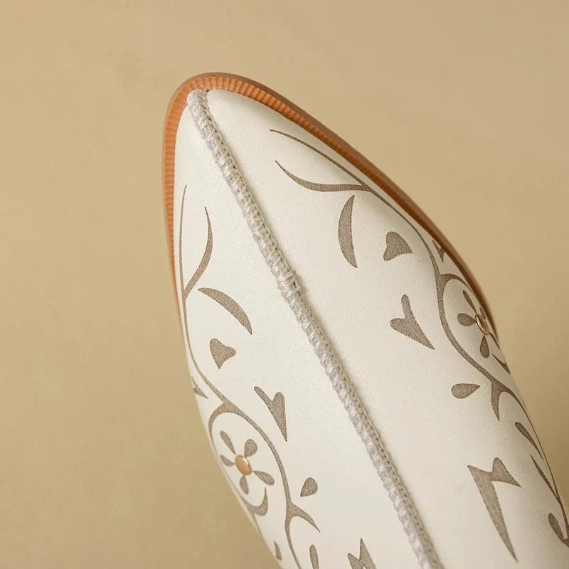 Beige Cowboy Ankle Boots