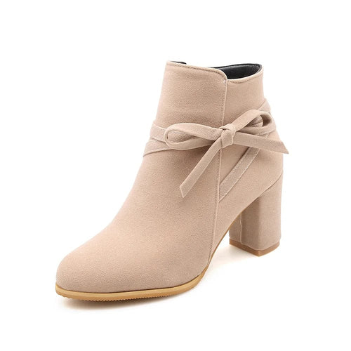 Chic Beige Western Ankle Boots for Women