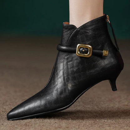 Chic Noir Western Ankle Boots for Women
