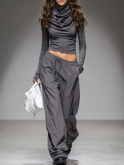 Ensemble Décontracté : T-shirt à Manches Longues et Pantalon Ample