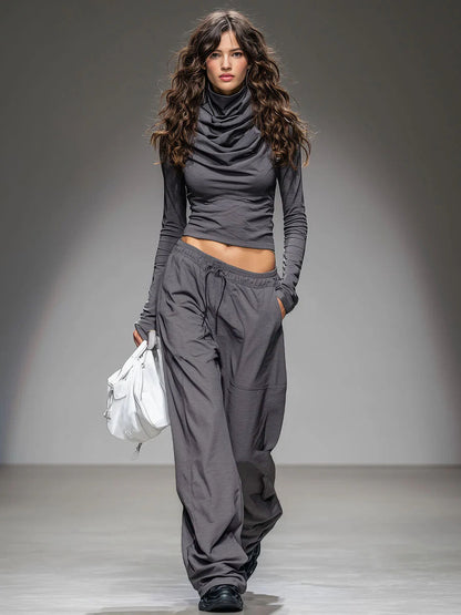 Ensemble Décontracté : T-shirt à Manches Longues et Pantalon Large