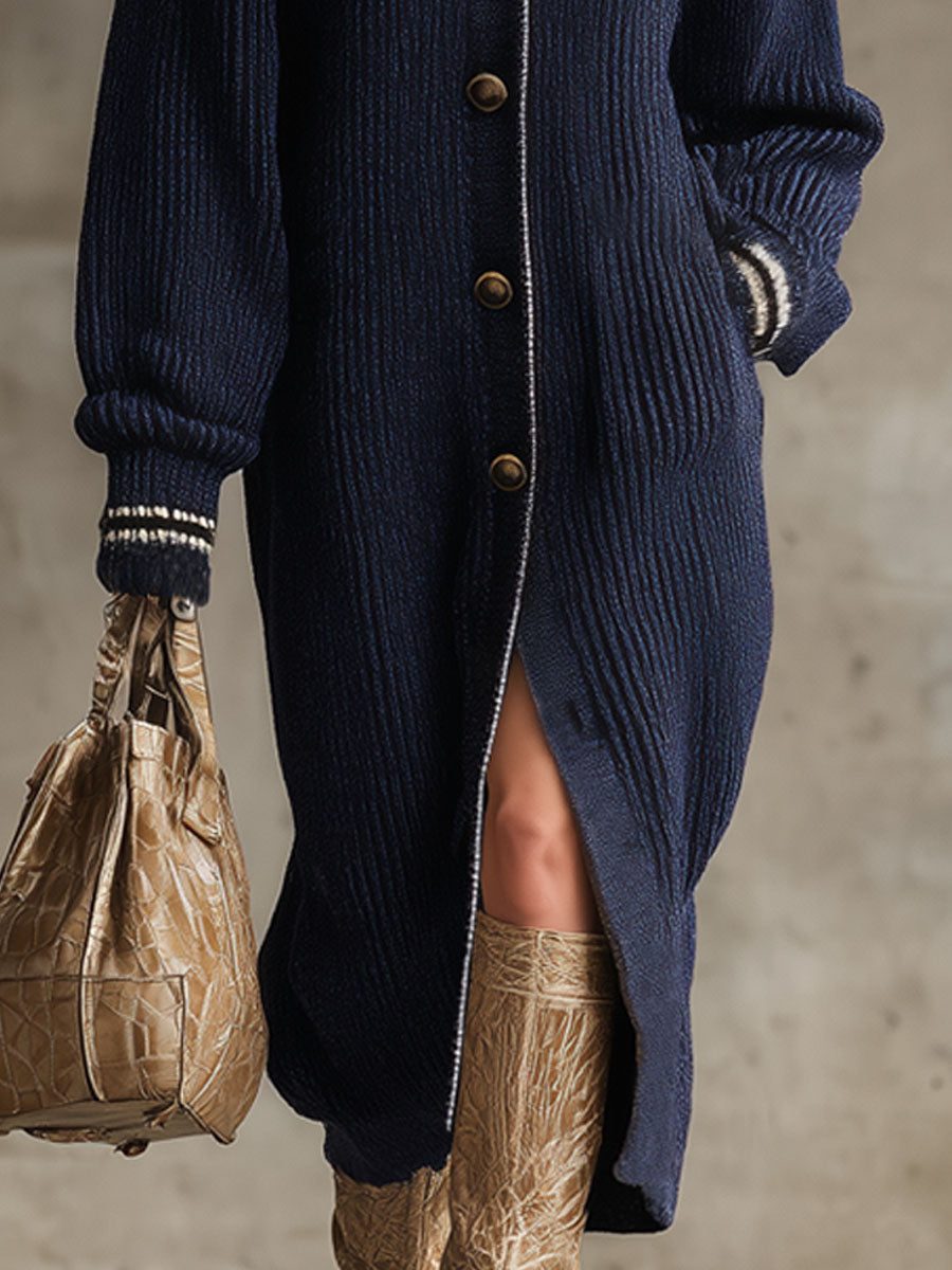 Pull Gilet Décontracté à Col Montant avec Boutonnage Élégant