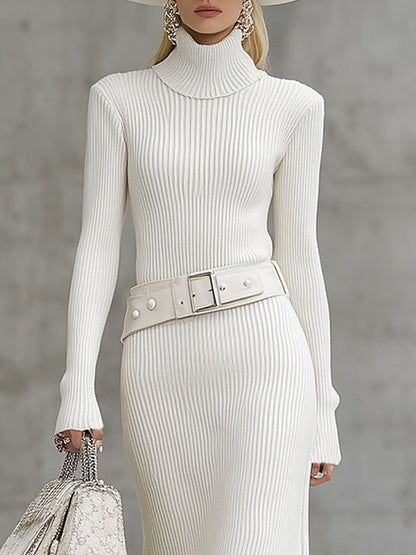 Robe Maxi Blanche Rétro à Manches Longues - Élégance Intemporelle