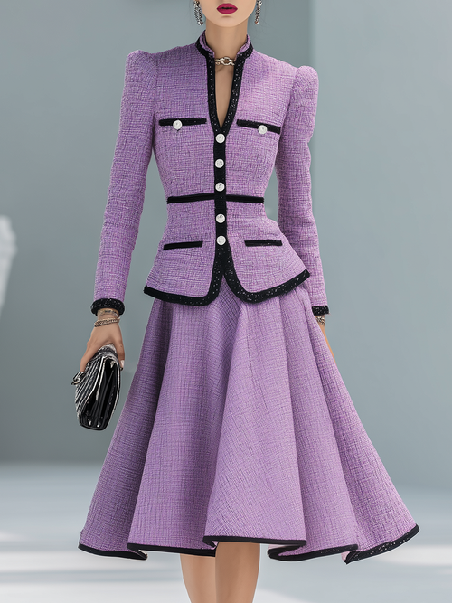 Ensemble Élégant en Tweed Bicolore