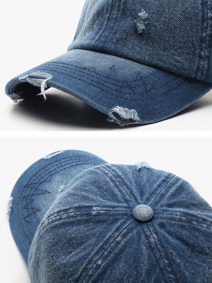 Casquette Vintage en Denim Effet Usé - Style Rétro