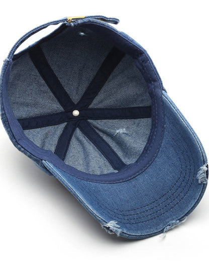 Casquette Vintage en Denim Effet Usé - Style Rétro