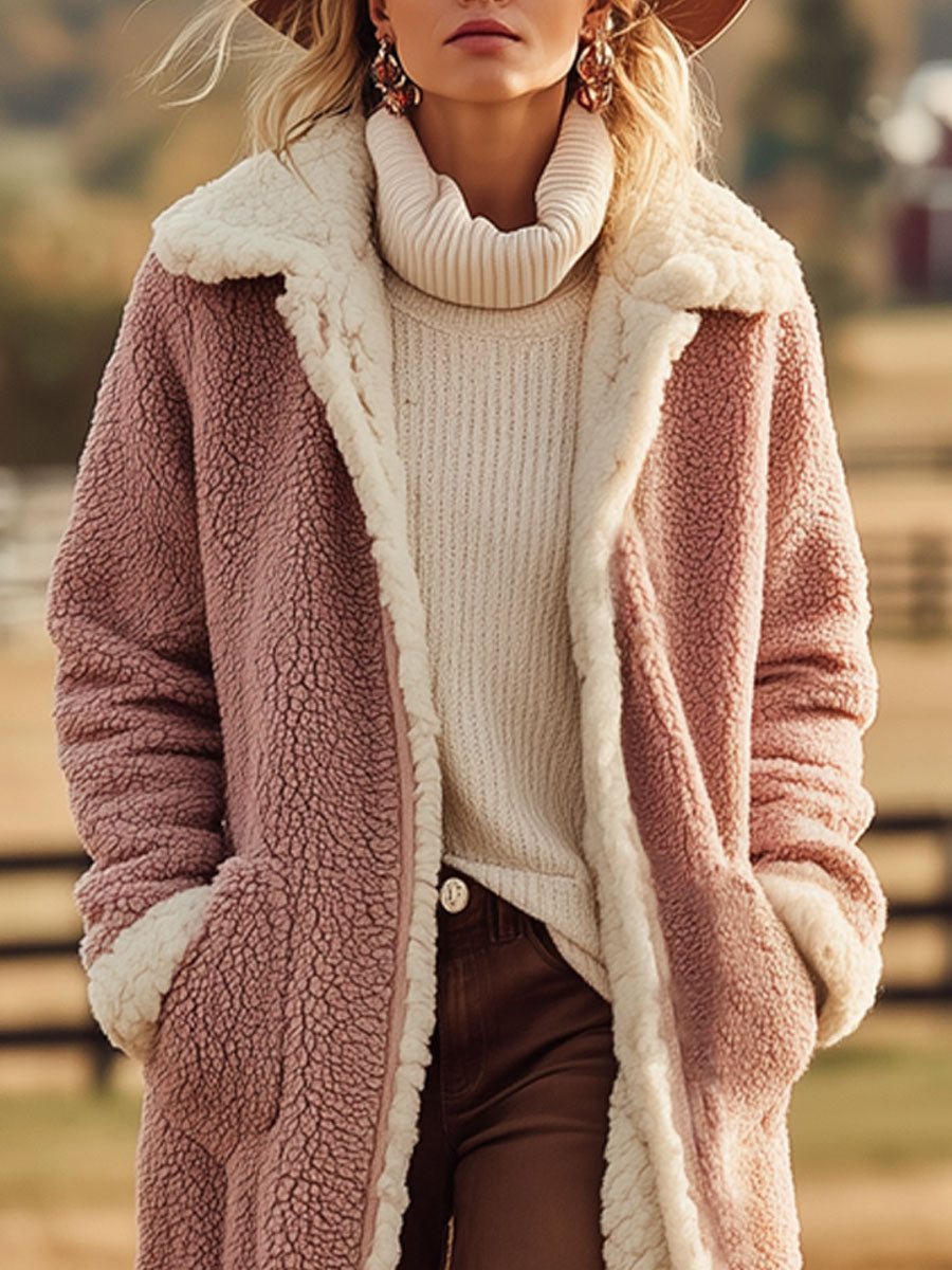 Veste mi-longue en polaire réversible au style vintage western