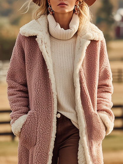 Veste mi-longue en polaire réversible au style vintage western