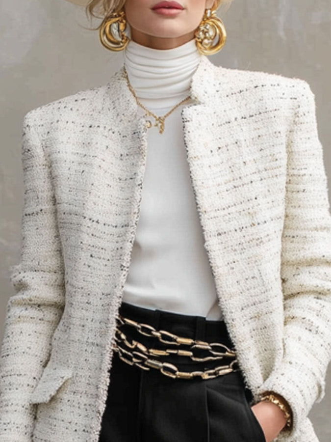 Veste en Tweed à Double Poche - Coupe Décontractée
