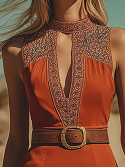 Robe Mini Sans Manches à Franges et Découpes - Chic Rétro, Expédition Rapide en 24 Heures!