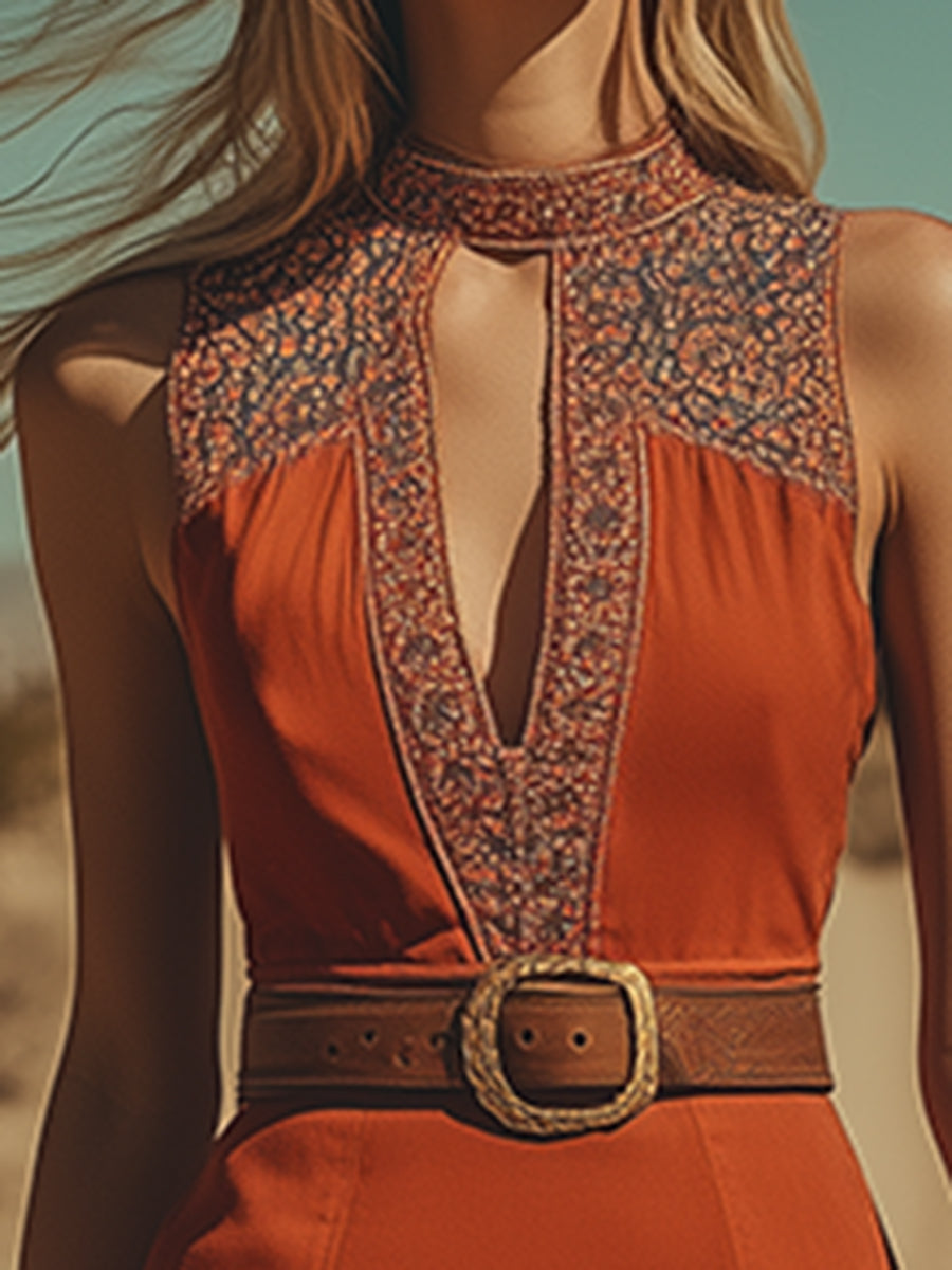 Robe Mini Sans Manches à Franges et Découpes - Chic Rétro, Expédition en 24 Heures