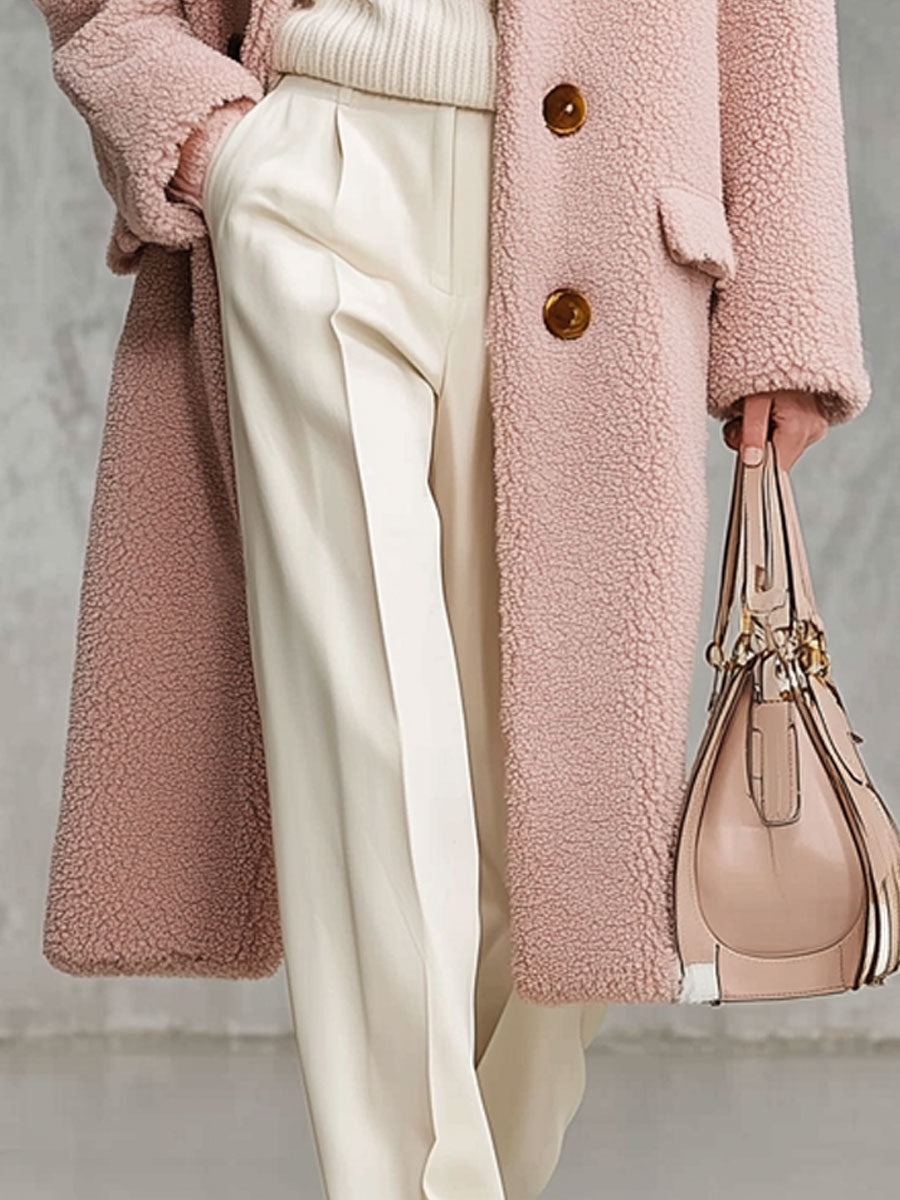 Veste Polaire Boutonnée à Imprimé Léopard Rose Vintage