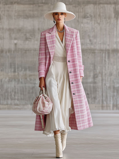 Veste en Laine à Motif Carreaux Roses : Élégance Rétro et Polyvalence