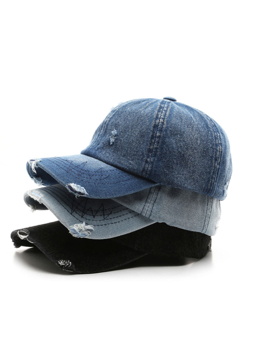Casquette Vintage en Denim Effet Usé - Style Rétro