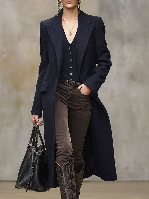 Veste en Laine Élégante avec Poches Doubles et Col Classique