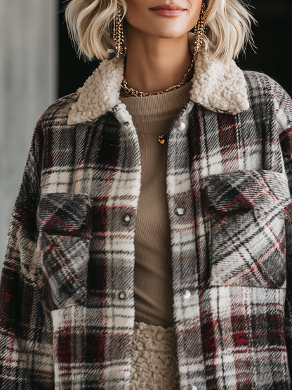 Veste en Laine à Carreaux Élégante