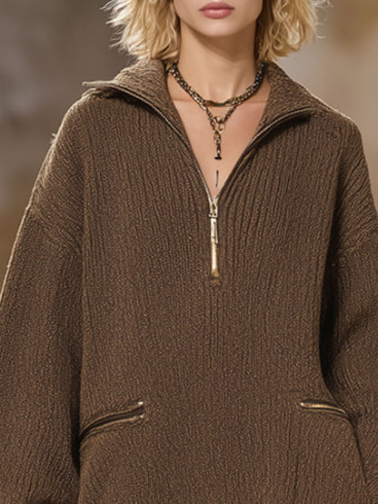 Chic Vintage Brown Chocolate Mini Knit Dress