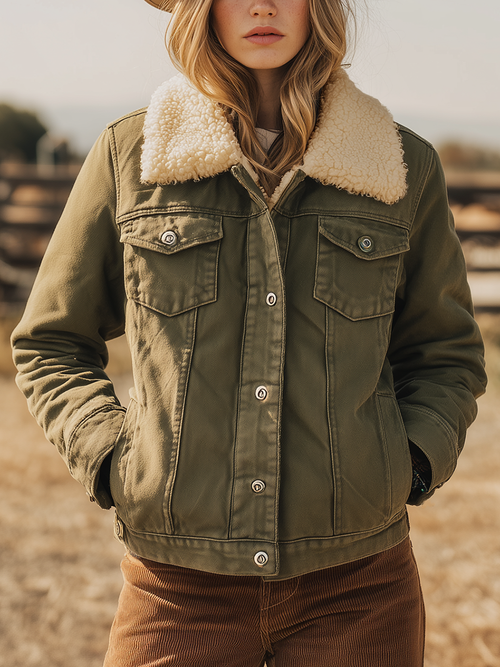 Veste Sherpa Vintage Ultra-Chaud pour Aventures en Plein Air