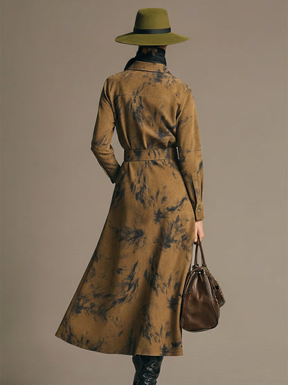 Robe Maxi en Suède Synthétique à Motif Noir - Élégance Western Rétro