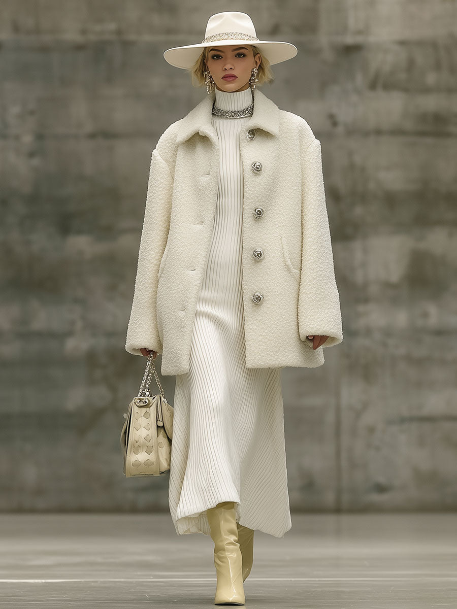 Veste en polaire blanche au style rétro tendance