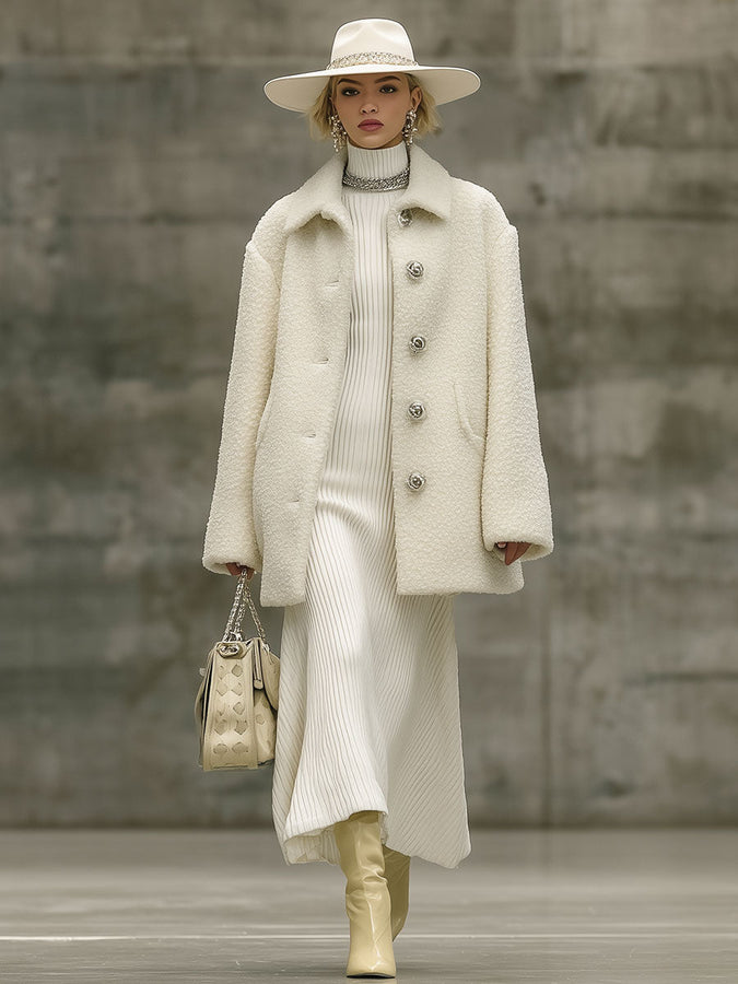 Veste en polaire blanche au style rétro tendance