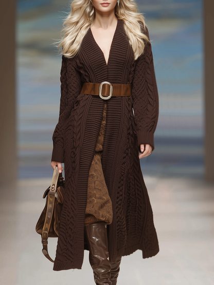 Chic Retro Long Knit Cardigan