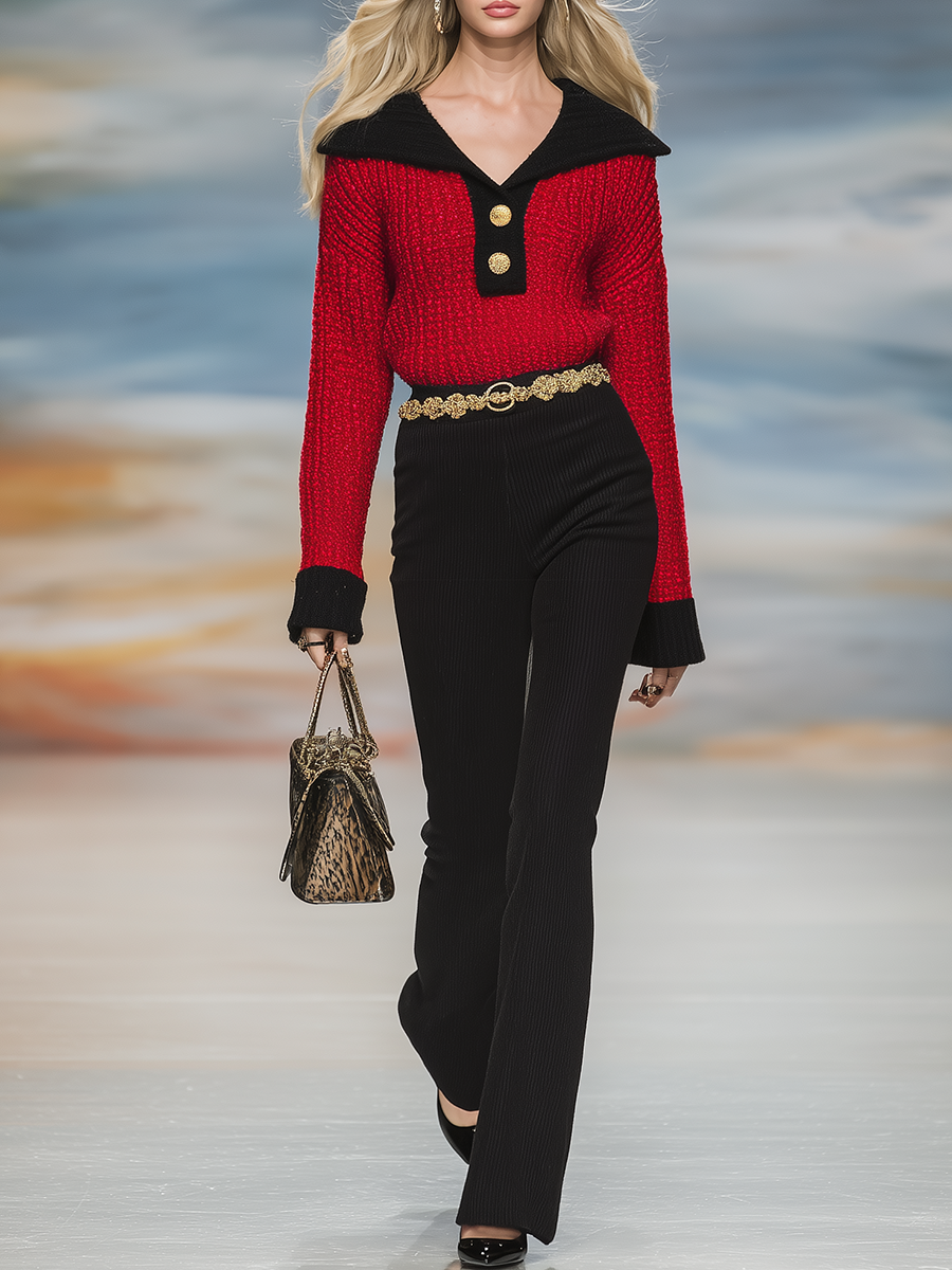 Ensemble Chic : Pull à Revers et Pantalon Sophistiqué