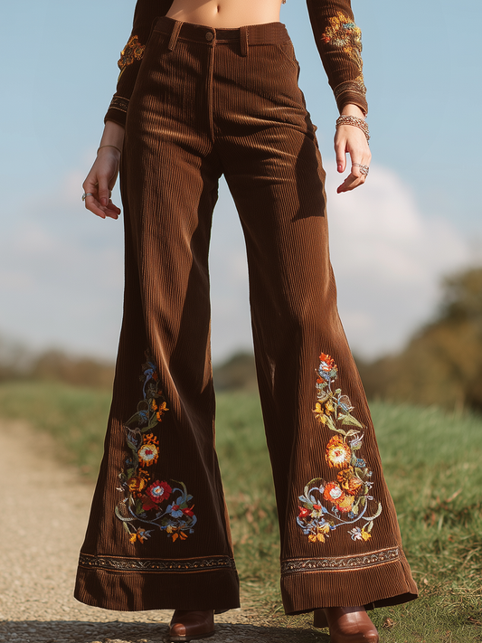 Vintage Western Embroidered Corduroy Pants