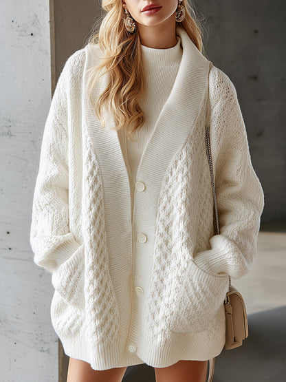 Chic Cardigan Blanc en Tricot Premium
