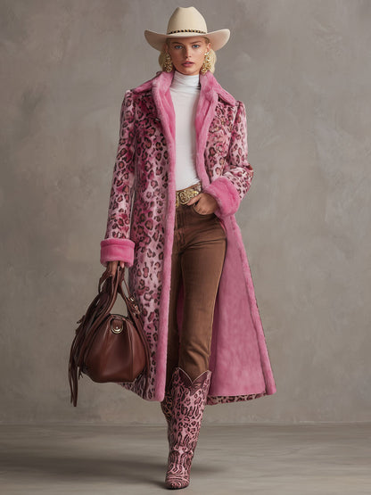 Veste Fleece à Imprimé Léopard Rose Vibrant