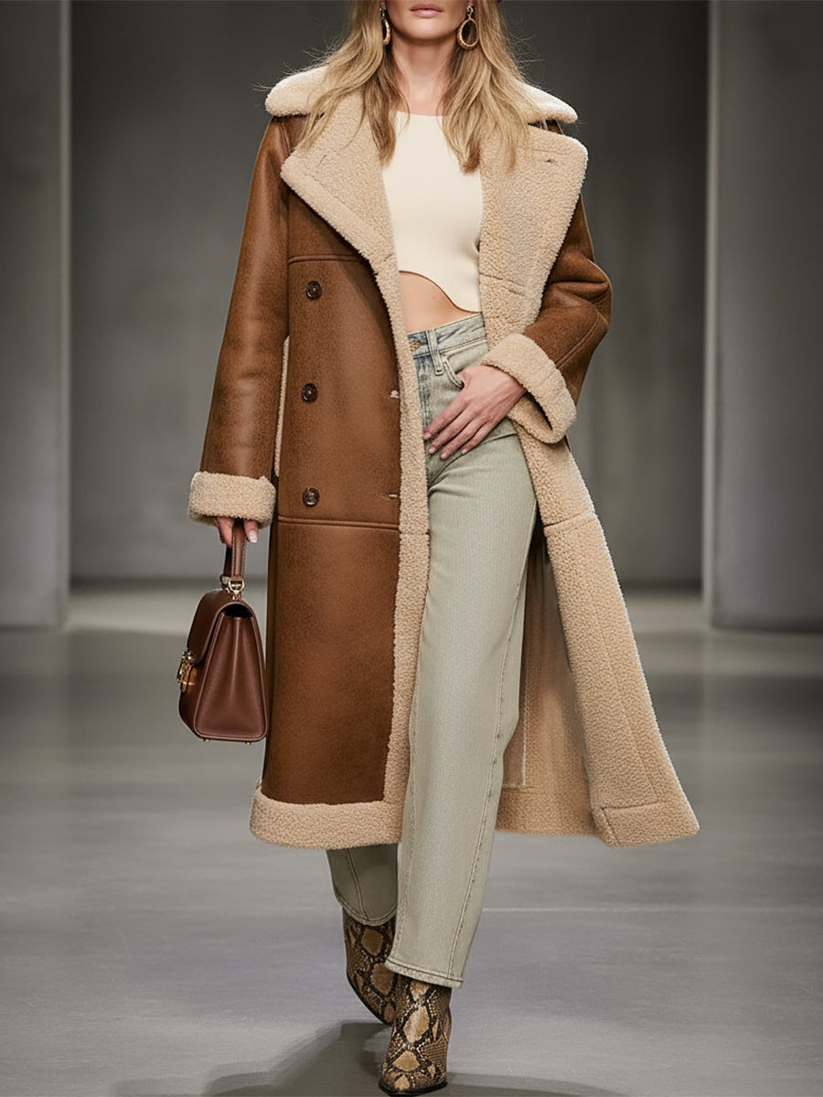 Élégant Manteau en Fausse Fourrure Marron de Luxe