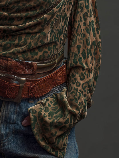 Top en Velours Chic à Col Drapé et Épaule Dénudée - Élégance Haute Couture