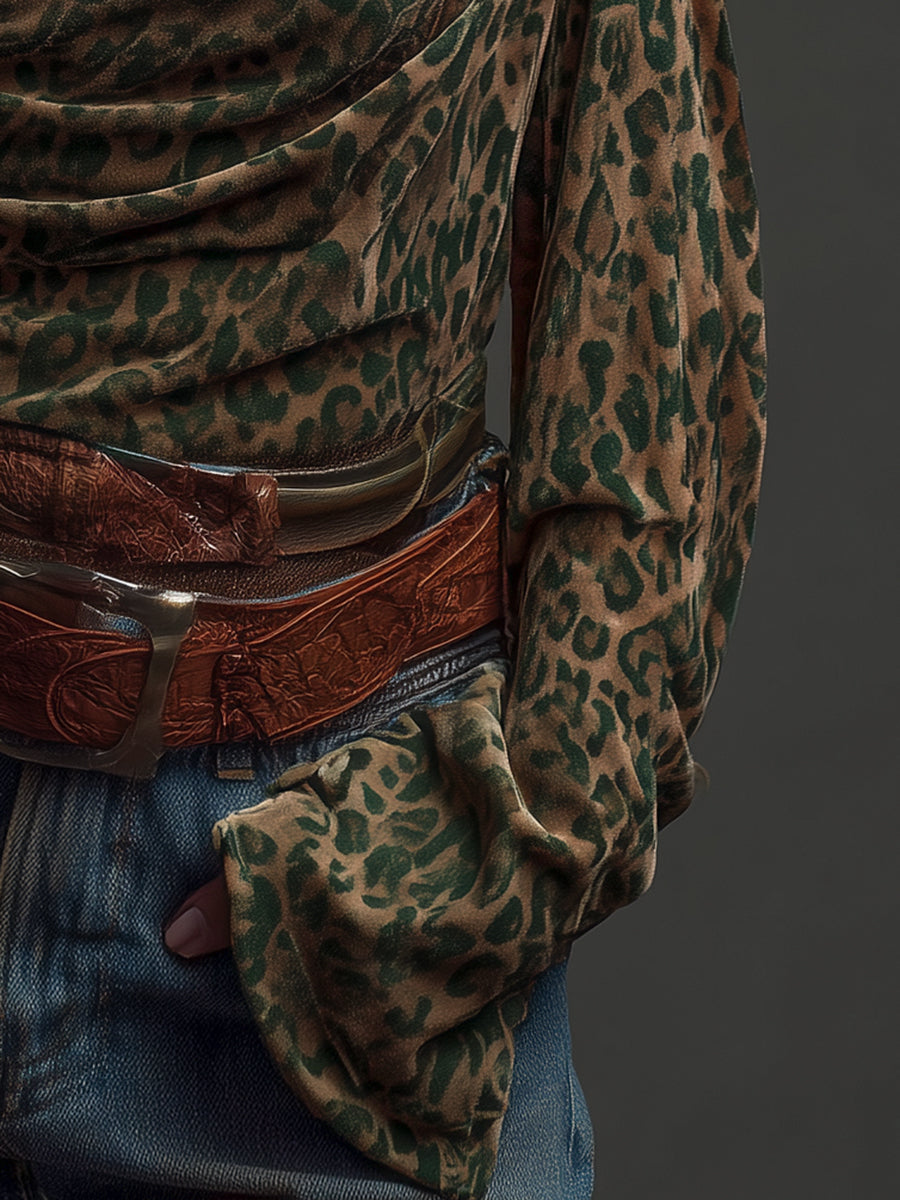 Chic T-shirt en velours à col drapé et épaule dénudée - Style haut de gamme, polyvalent à deux façons