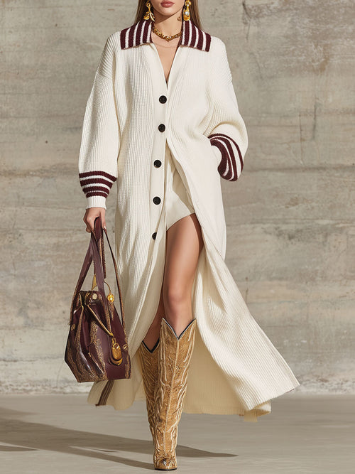 Chic Gilet Tricoté avec Col Large, Boutonnage Élégant et Poches Pratiques