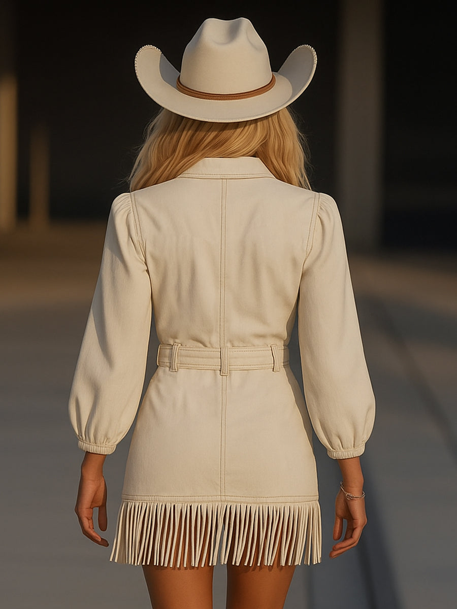 Robe Mini en Denim Chic avec Franges - Livraison en 24 Heures !