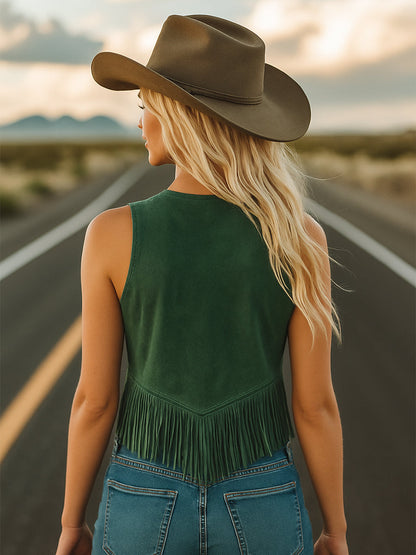 Expédition Rapide en 24h : Élégant Top Vintage Suédois Vert Émeraude avec Franges Brodées