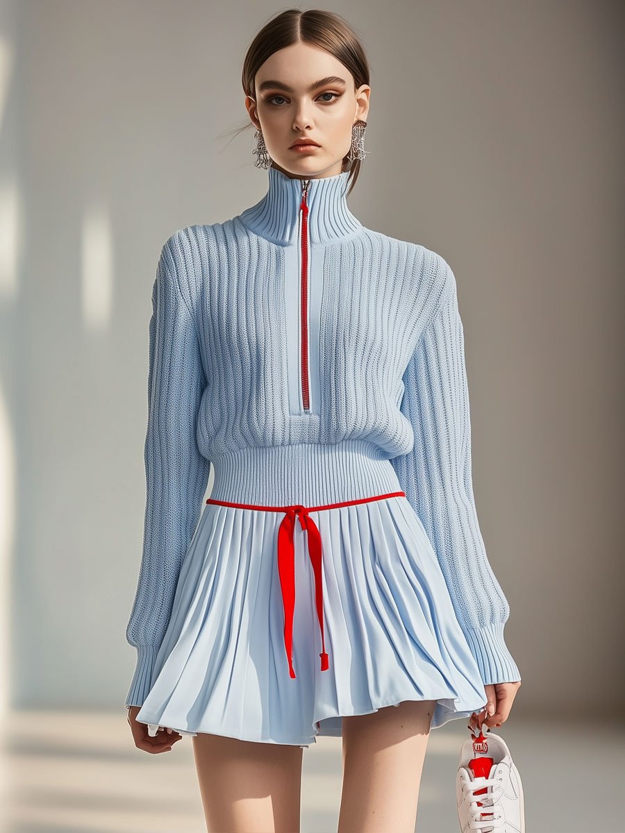 Ensemble Sportif en Tricot à Col Montant avec Zip - Expédition Rapide en 24 Heures!