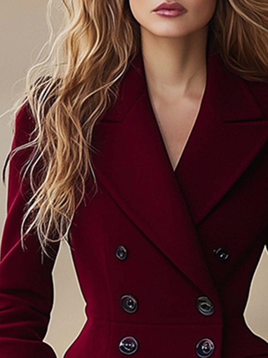 Élégant Manteau à Revers Taille Haute - Expédition Rapide en 24 Heures