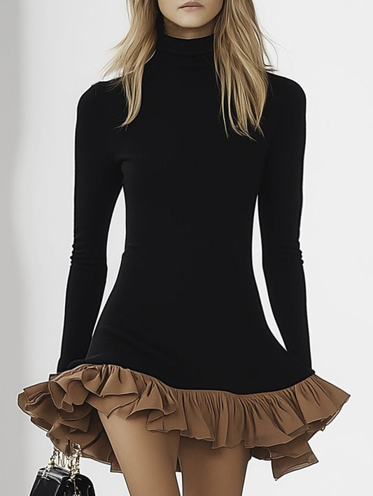 Robe Mini à Manches Longues avec Volants - Expédition Rapide en 24 Heures !