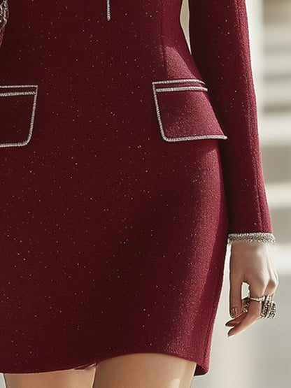 Robe de Luxe Rétro Élégante avec Ourlet Contrasté - Expédition en 24 Heures