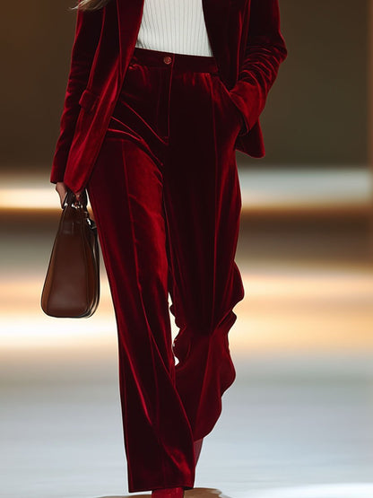 【Livraison en 24 heures】Pantalons décontractés en velours uni, amples et pratiques avec poches